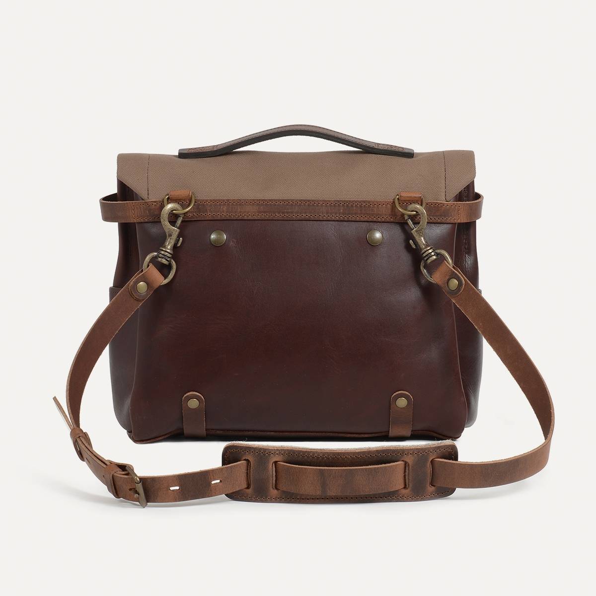 Sac Postier Eclair toile et cuir - Tourbe (image n°3)