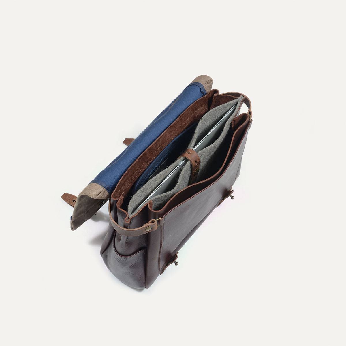 Sac Postier Eclair toile et cuir - Tourbe (image n°5)
