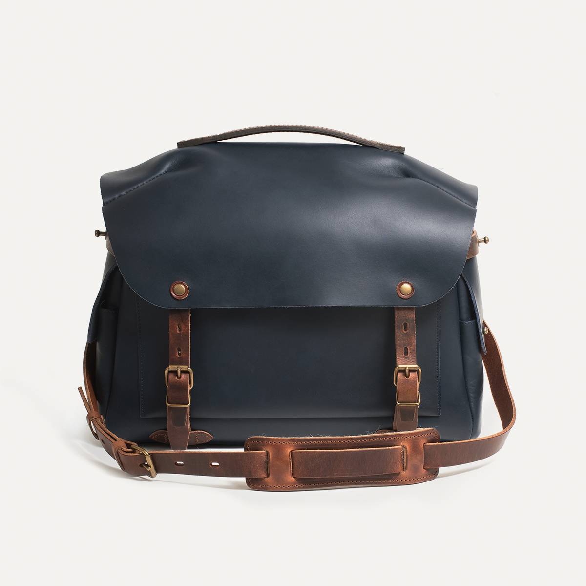 Arles L leather camera bag - Navy Blue (image n°1)