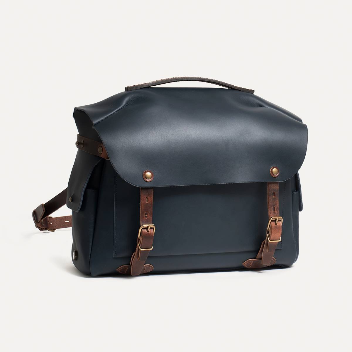 Arles L leather camera bag - Navy Blue (image n°2)