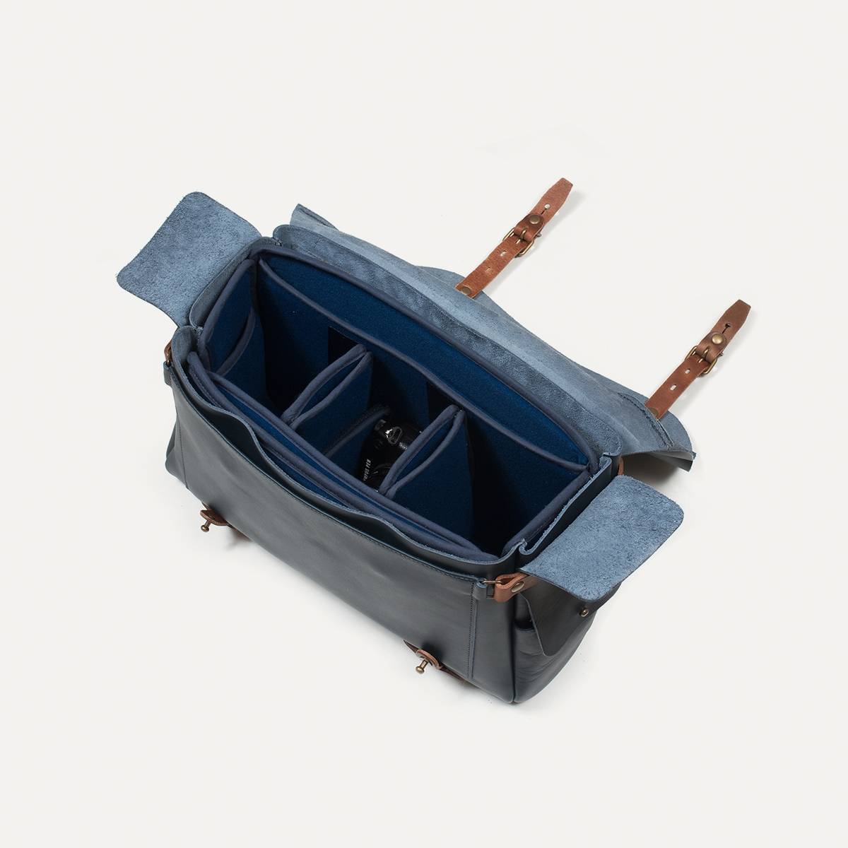 Sac photo Arles L en cuir - Bleu Marin (image n°4)