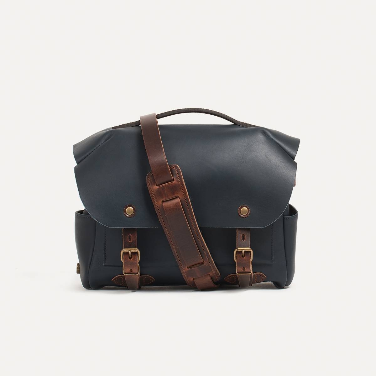 Bolsa fotográfica Bologne S de cuero - Azul marino (imagen n.º 1)