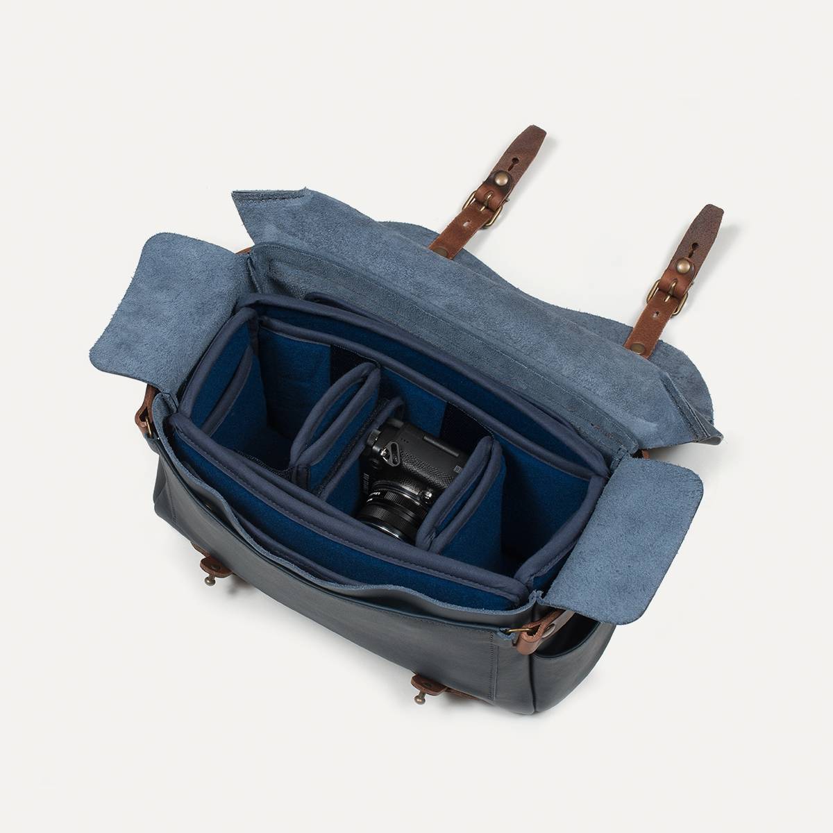 Bologne S leather camera bag - Navy Blue (image n°4)