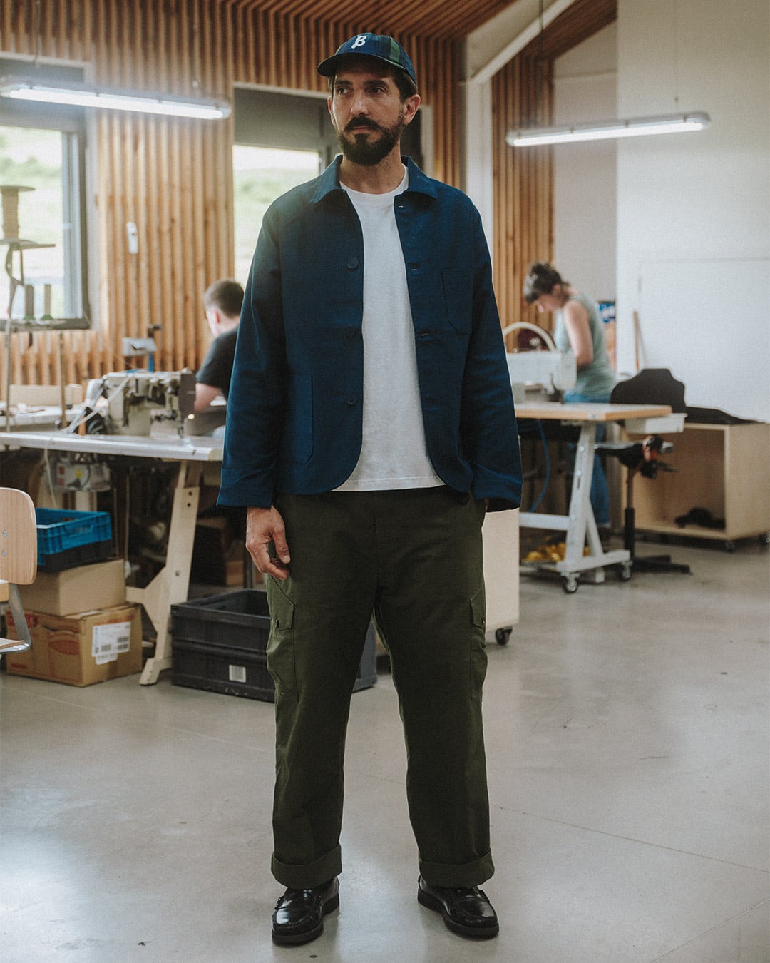 A man stands in the workshop