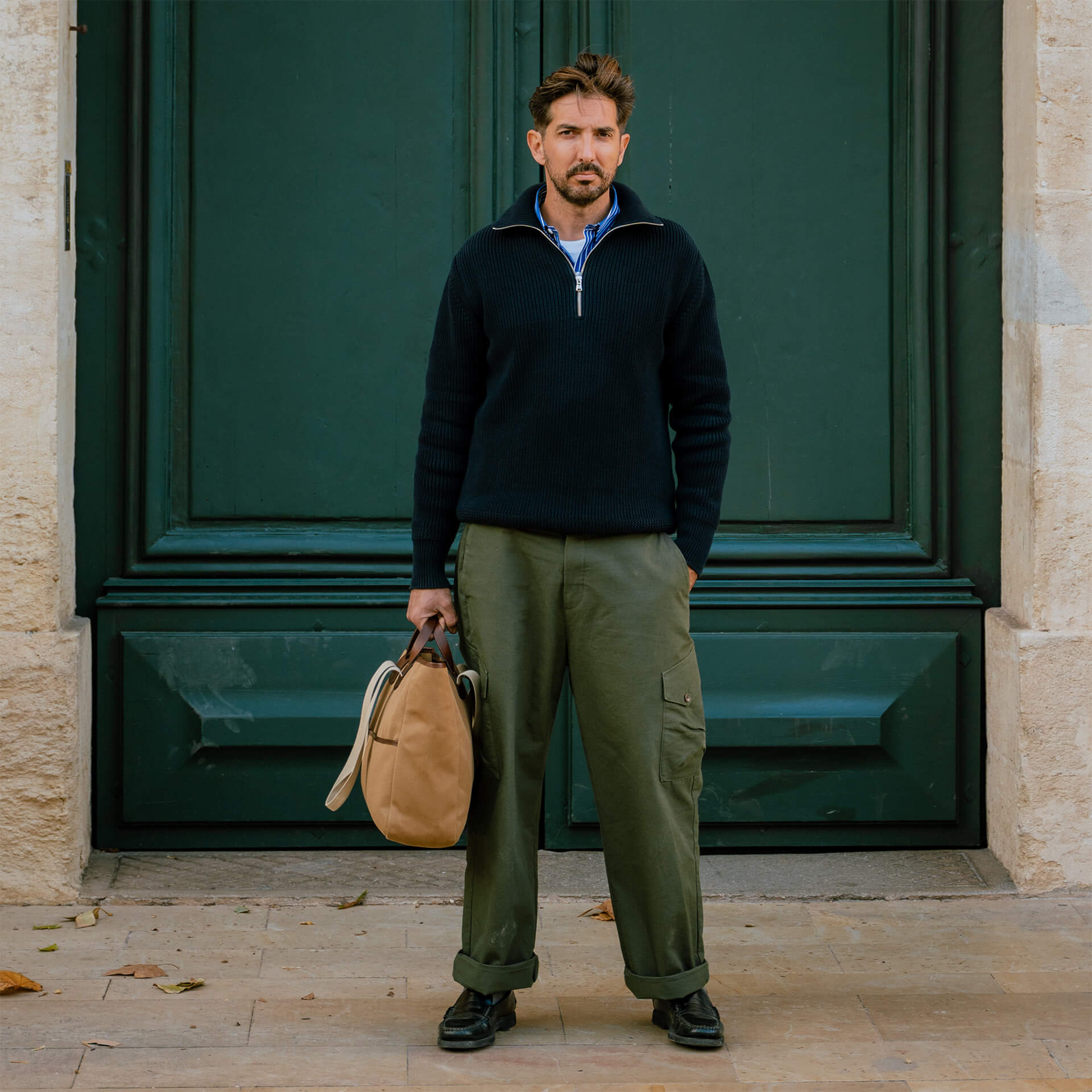 Tenue homme avec pull camionneur &eacute;l&eacute;gant