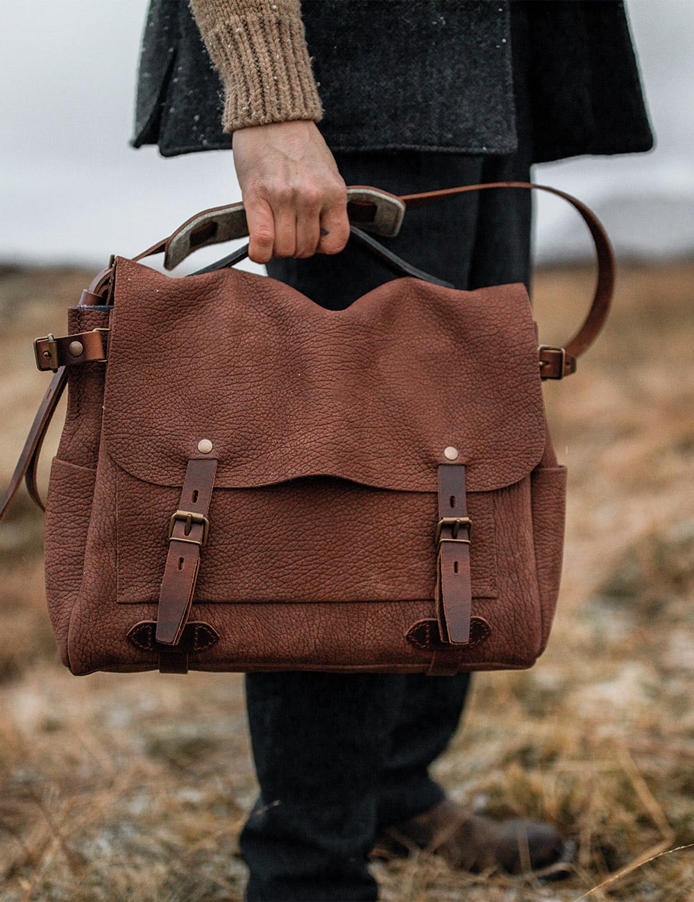 Men's leather shoulder bag - "Eclair