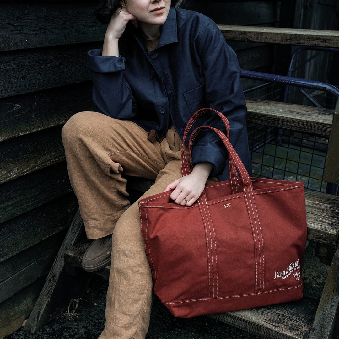 Sac cabas made in france de Bleu de Chauffe en coloris rouge