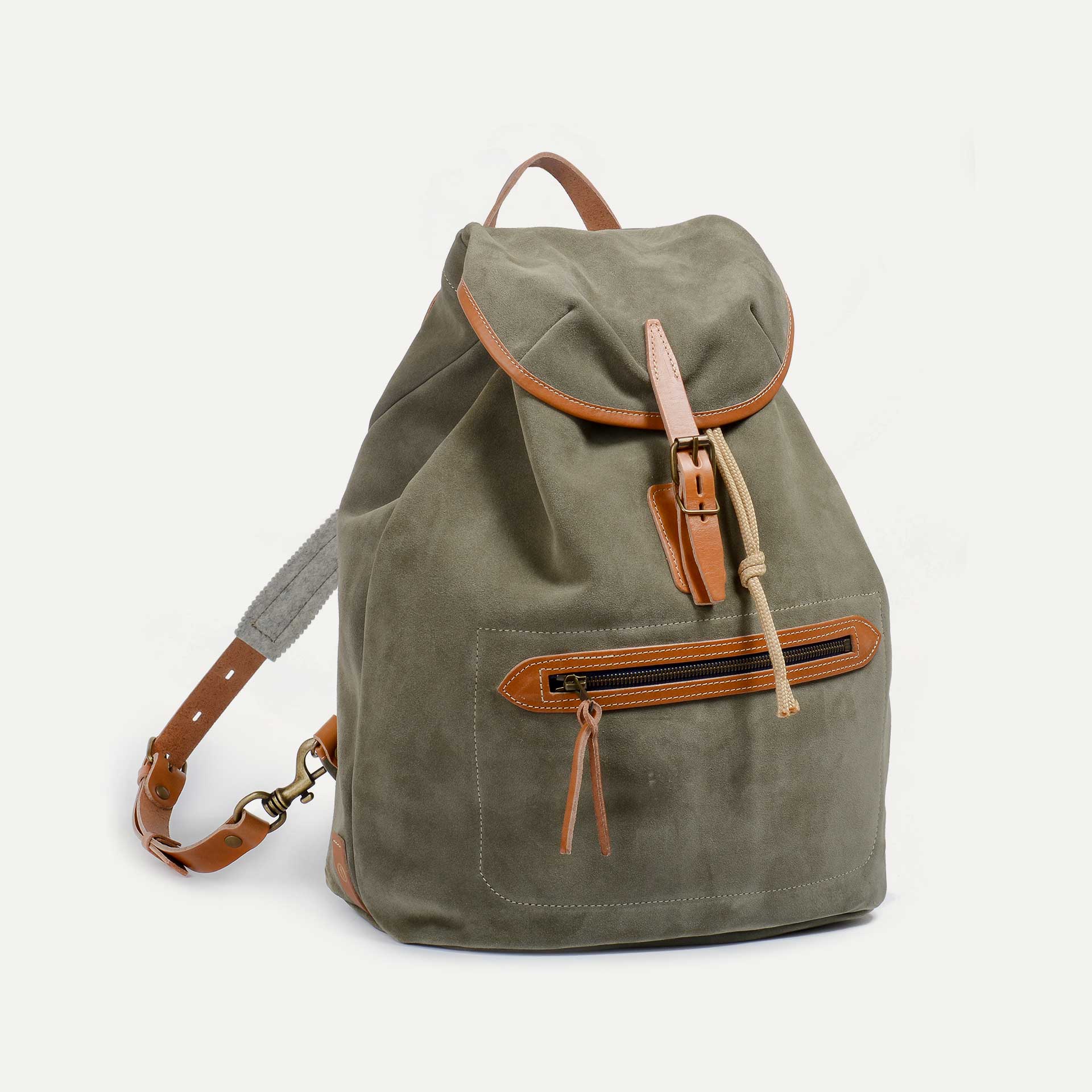 Sac a dos gris en cuir velours