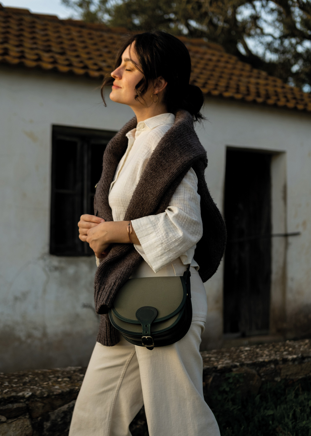 La gibeciere Diane en toile verte