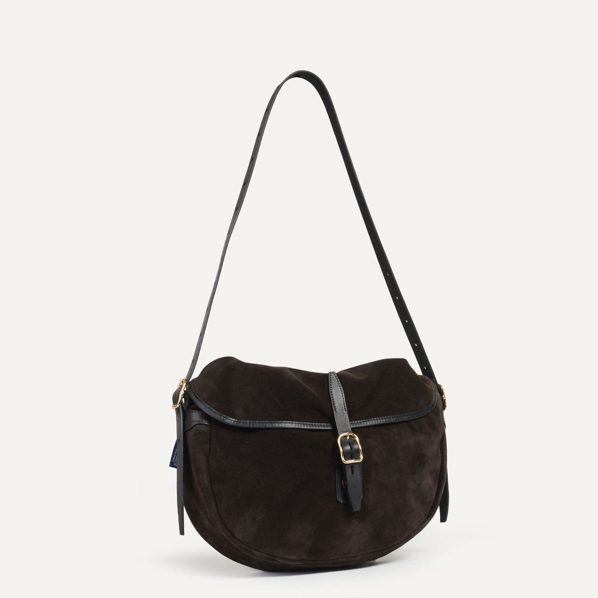 Bolso de cuero con bandolera marrón oscuro