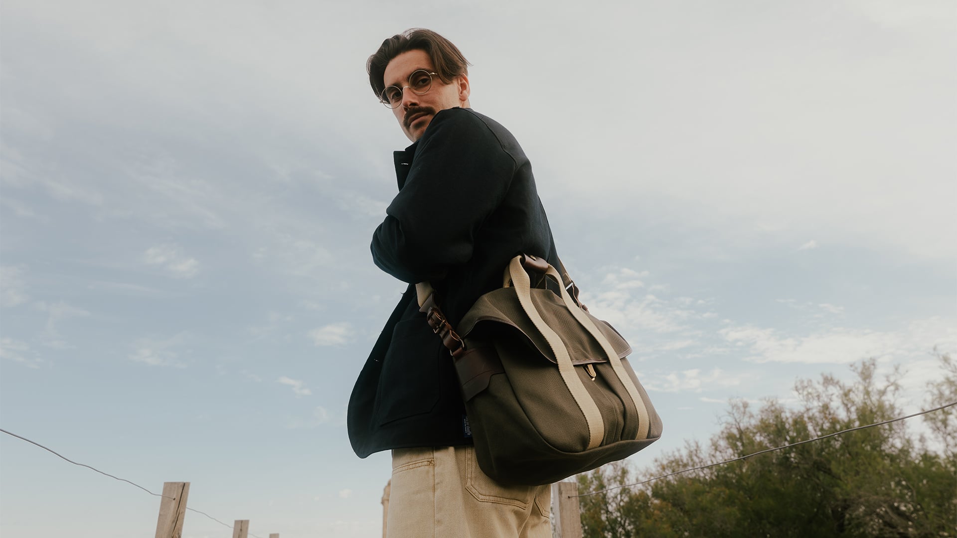 Bolso de hombro para hombre fabricado en Francia - «Musette Business»
